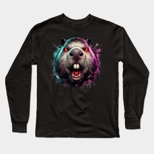 Horror Scary Capybara Long Sleeve T-Shirt